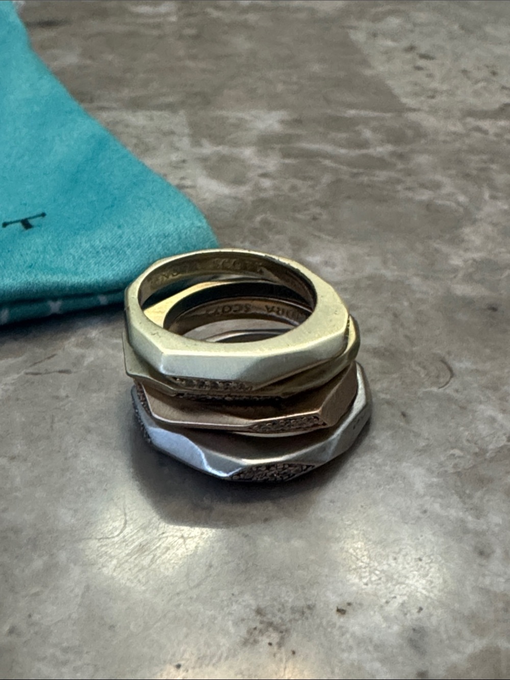 Kendra Scott Stacked Hexagon Metal Rings in Gold, Silver